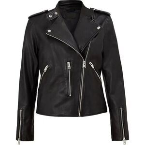 NEW ALLSAINTS Klyn Leather Biker Jacket - Black - 4 US